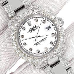 Rolex Custom White 7.2ct Diamonds Stainless Steel Datejust 178240 Automatic Women's Wristwatch 31mm