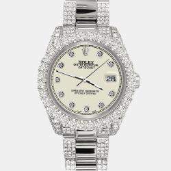 Rolex Custom Satin Linen 7.2ct Diamonds Stainless Steel Datejust 178240 Automatic Women's Wristwatch 31mm