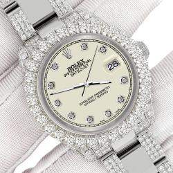 Rolex Custom Satin Linen 7.2ct Diamonds Stainless Steel Datejust 178240 Automatic Women's Wristwatch 31mm