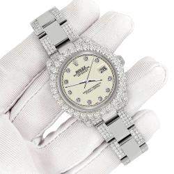 Rolex Custom Satin Linen 7.2ct Diamonds Stainless Steel Datejust 178240 Automatic Women's Wristwatch 31mm