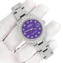 Rolex Custom Pastel Purple 7.2ct Diamonds Stainless Steel Datejust 178240 Automatic Women's Wristwatch 31mm