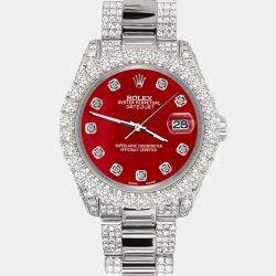 Rolex Custom Red 7.2ct Diamonds Stainless Steel Datejust 178240 Automatic Women's Wristwatch 31mm