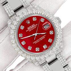Rolex Custom Red 7.2ct Diamonds Stainless Steel Datejust 178240 Automatic Women's Wristwatch 31mm