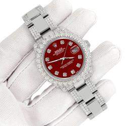 Rolex Custom Imperial Red 7.2ct Diamonds Stainless Steel Datejust 178240 Automatic Women's Wristwatch 31mm