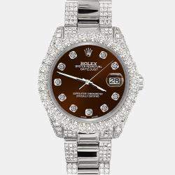 Rolex Custom Chocolate  7.2ct Diamonds Stainless Steel Datejust 178240 Automatic Women's Wristwatch 31mm