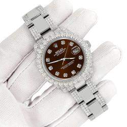 Rolex Custom Chocolate  7.2ct Diamonds Stainless Steel Datejust 178240 Automatic Women's Wristwatch 31mm