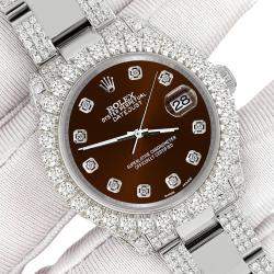 Rolex Custom Chocolate  7.2ct Diamonds Stainless Steel Datejust 178240 Automatic Women's Wristwatch 31mm