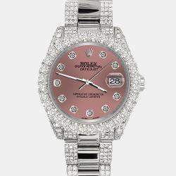 Rolex Custom Salmon 7.2ct Diamonds Stainless Steel Datejust 178240 Automatic Women's Wristwatch 31mm