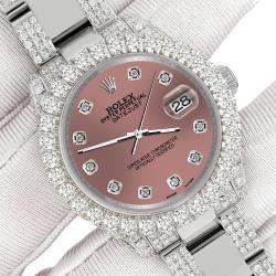 Rolex Custom Salmon 7.2ct Diamonds Stainless Steel Datejust 178240 Automatic Women's Wristwatch 31mm
