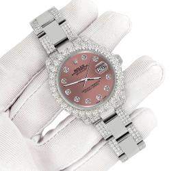 Rolex Custom Salmon 7.2ct Diamonds Stainless Steel Datejust 178240 Automatic Women's Wristwatch 31mm
