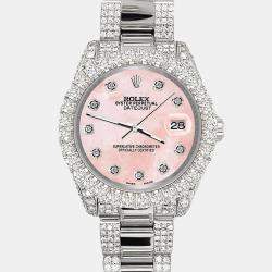 Rolex Custom Royal Pink 7.2ct Diamonds Stainless Steel Datejust 178240 Automatic Women's Wristwatch 31mm