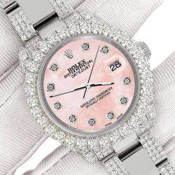 Rolex Custom Royal Pink 7.2ct Diamonds Stainless Steel Datejust 178240 Automatic Women's Wristwatch 31mm