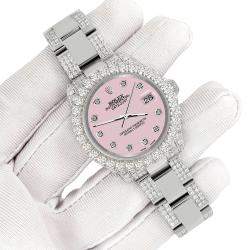 Rolex Custom Orchid Pink 7.2ct Diamonds Stainless Steel Datejust 178240 Automatic Women's Wristwatch 31mm