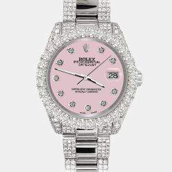 Rolex Custom Orchid Pink 7.2ct Diamonds Stainless Steel Datejust 178240 Automatic Women's Wristwatch 31mm
