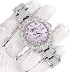 Rolex Custom Pink 7.2ct Diamonds Stainless Steel Datejust 178240 Automatic Women's Wristwatch 31mm