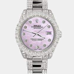 Rolex Custom Pink 7.2ct Diamonds Stainless Steel Datejust 178240 Automatic Women's Wristwatch 31mm