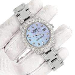 Rolex Custom Purple 7.2ct Diamonds Stainless Steel Datejust 178240 Automatic Women's Wristwatch 31mm