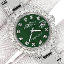 Rolex Custom Forest Green 7.2ct Diamonds Stainless Steel Datejust 178240 Automatic Women's Wristwatch 31mm