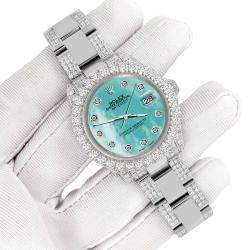 Rolex Custom Aquamarine 7.2ct Diamonds Stainless Steel Datejust 178240 Automatic Women's Wristwatch 31mm