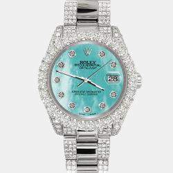 Rolex Custom Aquamarine 7.2ct Diamonds Stainless Steel Datejust 178240 Automatic Women's Wristwatch 31mm
