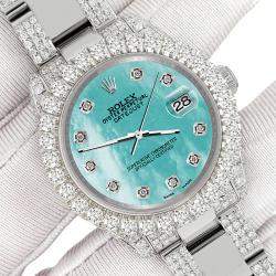 Rolex Custom Aquamarine 7.2ct Diamonds Stainless Steel Datejust 178240 Automatic Women's Wristwatch 31mm