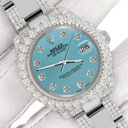 Rolex Custom Turquoise 7.2ct Diamonds Stainless Steel Datejust 178240 Automatic Women's Wristwatch 31mm