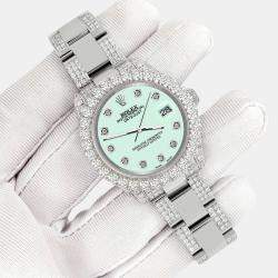 Rolex Custom Malachite 7.2ct Diamonds Stainless Steel Datejust 178240 Automatic Women's Wristwatch 31mm