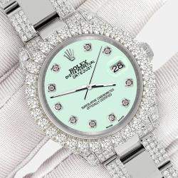 Rolex Custom Malachite 7.2ct Diamonds Stainless Steel Datejust 178240 Automatic Women's Wristwatch 31mm