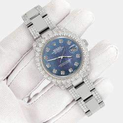 Rolex Custom Black 7.2ct Diamonds Stainless Steel Datejust 178240 Automatic Women's Wristwatch 31mm