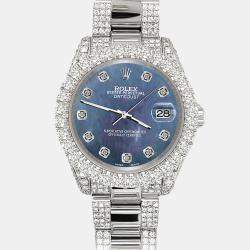 Rolex Custom Black 7.2ct Diamonds Stainless Steel Datejust 178240 Automatic Women's Wristwatch 31mm