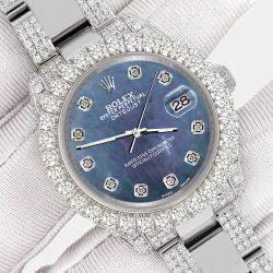 Rolex Custom Black 7.2ct Diamonds Stainless Steel Datejust 178240 Automatic Women's Wristwatch 31mm