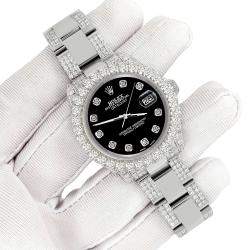 Rolex Custom Black 7.2ct Diamonds Stainless Steel Datejust 178240 Automatic Women's Wristwatch 31mm