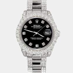 Rolex Custom Black 7.2ct Diamonds Stainless Steel Datejust 178240 Automatic Women's Wristwatch 31mm