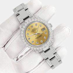Rolex Custom Champagne 7.2ct Diamonds Stainless Steel Datejust 178240 Automatic Women's Wristwatch 31mm