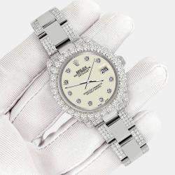 Rolex Custom Satin Linen 7.2ct Diamonds Stainless Steel Datejust 178240 Automatic Women's Wristwatch 31mm