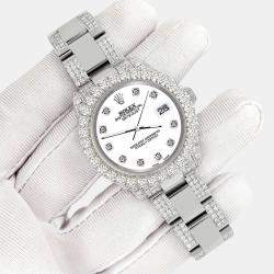 Rolex Custom White 7.2ct Diamonds Stainless Steel Datejust 178240 Automatic Women's Wristwatch 31mm