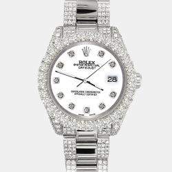 Rolex Custom White 7.2ct Diamonds Stainless Steel Datejust 178240 Automatic Women's Wristwatch 31mm
