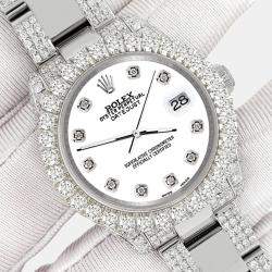 Rolex Custom White 7.2ct Diamonds Stainless Steel Datejust 178240 Automatic Women's Wristwatch 31mm