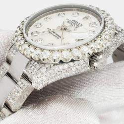 Rolex Custom White MOP 7.2CT Diamond Stainless Steel Datejust 178240 Automatic Women's Wristwatch 31mm