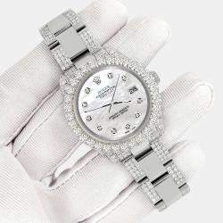 Rolex Custom White MOP 7.2CT Diamond Stainless Steel Datejust 178240 Automatic Women's Wristwatch 31mm