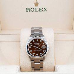 Rolex Custom Chocolate Diamond Stainless Steel Datejust 78240 Automatic Women's Wristwatch 31 mm