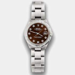 Rolex Custom Chocolate Diamond Stainless Steel Datejust 78240 Automatic Women's Wristwatch 31 mm
