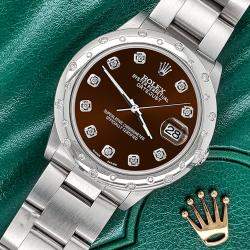 Rolex Custom Chocolate Diamond Stainless Steel Datejust 78240 Automatic Women's Wristwatch 31 mm
