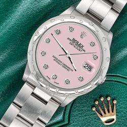 Rolex Custom Orchid Pink Diamond Stainless Steel Datejust 78240 Automatic Women's Wristwatch 31 mm