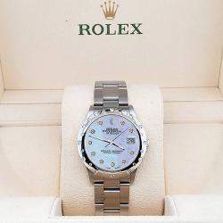 Rolex Custom Purple MOP Diamond Stainless Steel Datejust 78240 Automatic Women's Wristwatch 31 mm