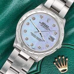 Rolex Custom Purple MOP Diamond Stainless Steel Datejust 78240 Automatic Women's Wristwatch 31 mm