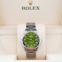Rolex Custom Royal Green Diamond Stainless Steel Datejust 78240 Automatic Women's Wristwatch 31 mm