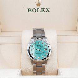 Rolex Custom Aquamarine MOP Diamond Stainless Steel Datejust 78240 Automatic Women's Wristwatch 31 mm