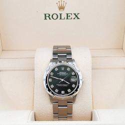 Rolex Custom Black MOP Diamond Stainless Steel Datejust 78240 Automatic Women's Wristwatch 31 mm
