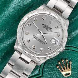 Rolex Custom Grey Diamond Stainless Steel Datejust 78240 Automatic Women's Wristwatch 31 mm